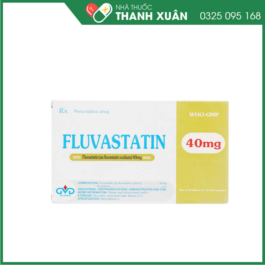 Fluvastatin 40mg điều trị rối loạn mỡ máu, dự phòng tai biến tim mạch